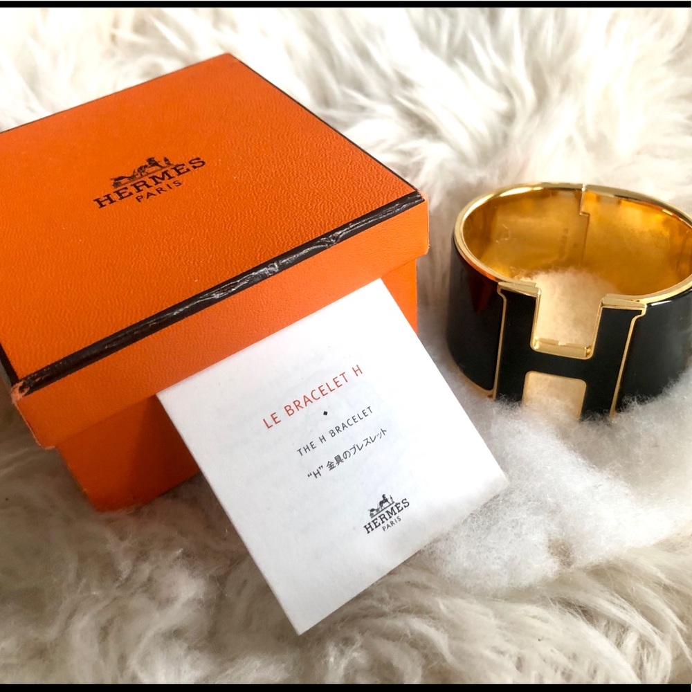 Hermès Black Gold Clic Clac H Bracelet - Preowned